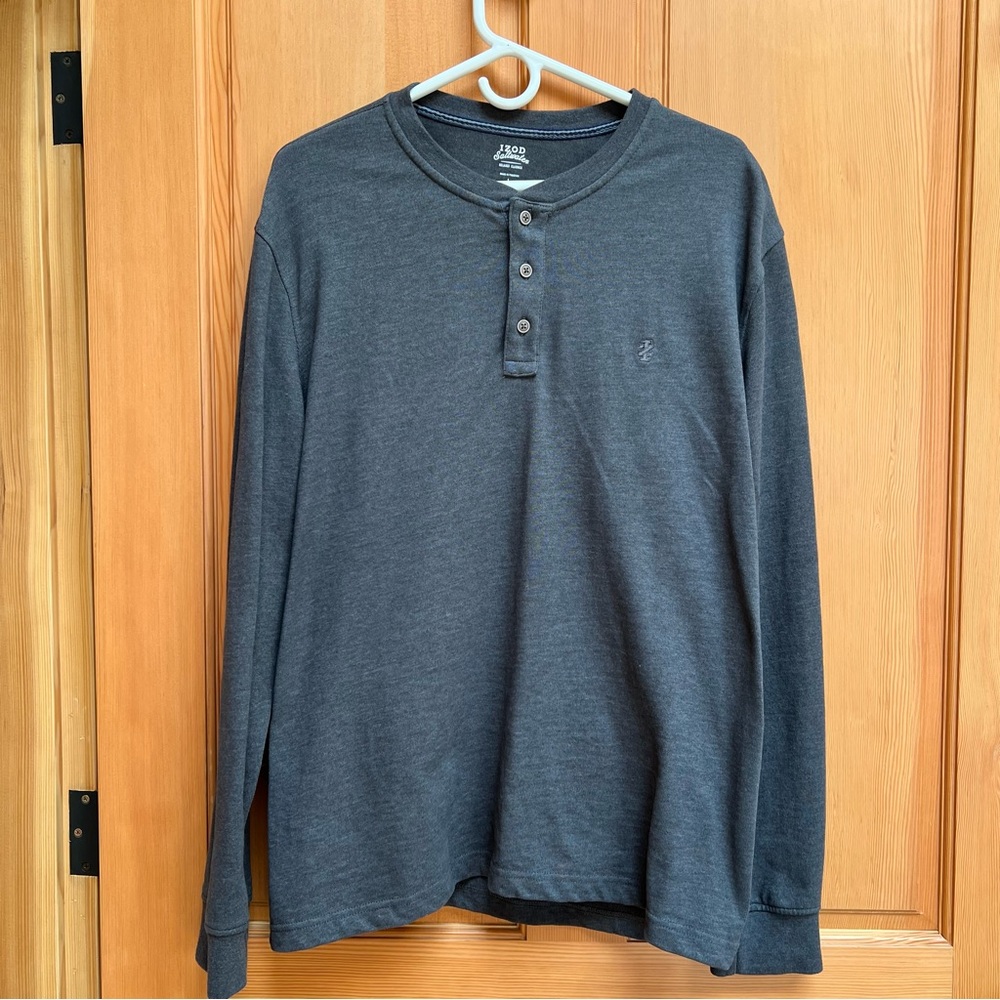 Izod Saltwater Henley Relaxed Classic L Dark Gray